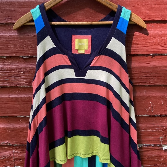 Anthropologie Maeve Davina Dress in Multicolor Stripes Women's Size XS - Picture 3 of 9